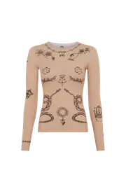 [Marine Serre] Tattoo Printed Jersey Second Skin