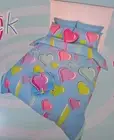 ~ Love Me Not - DOONA SINGLE BED QUILT COLOUR LOVE HEARTS FLOWER COVER SET