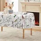 Horaldaily Spring Summer Tablecloth 60x84 Inch Oval, Birds Branch Floral Tabl...