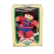 VINTAGE CABBAGE PATCH KIDS BOY BROWN HAIR + EYES SPORTS OUTFIT PACIFIER NEW BOX