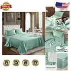 Elegant Aqua King Size Satin Bed Sheets - 4-Piece Set with Deep Pocket Fitted