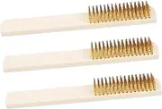 VILLFUL Handmade Wooden Handle Copper Wire Brush Rust Cleaner Portable Brush for Dishes Tools and Rust Removal