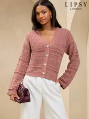 Lipsy Pink Pretty Stitch Knit Cardigan (AK4858) | $47