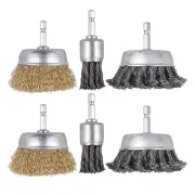 Carbon Steel Wire Brush for Drill, Mixiflor 6 Pack Drill Wire Brush Set - 1/4...