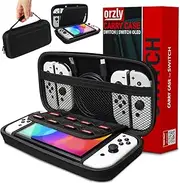 [Orzly] Carry Case Compatible with Nintendo Switch and New Switch OLED Console - Black Protective Hard Portable Travel Carry Case Shell Pouch with Pockets for Accessories and Games