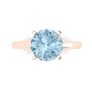 2.5Ct Round Cut Natural Sky Blue Topaz Gold Solitaire Engagement Promise Ring