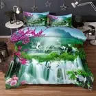 Flying Crane Lake 3D Printing Duvet Quilt Doona Covers Pillow Case Bedding Sets