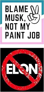 Funny Anti Elon Musk Car Vinyl Coat of Arms Auto Bumper Magnet 5" x 5" UV-Protected Waterproof Magnetic Decal for Tesla Model 3, Model Y, Cybertruck – Fade-Resistant & Durable 2 Pack Value Bundle