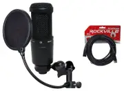 Audio Technica AT2020 Studio Recording Microphone Condenser Mic+Stand+Pop Filter