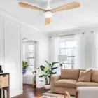 LED Light Ceiling Fan Wooden Blades 3 Speeds Remote Control 3 Colour Lighting