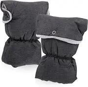 PRETYZOOM Stroller Gloves for Winter Fleece Mittens Snap Buttons Universal Hand Muffs for Pram Warm Comfortable Grey