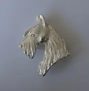 Large Sterling Silver Scottish Terrier Head Study Brooch