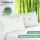 LINENOVA 1/2 Pack Luxury Memory Foam Pillow Bamboo Cushion Medium Firm Density
