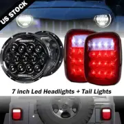 7" Inch LED Headlights Hi/Lo Beam+ Smoked Tail Lights For Jeep Wrangler TJ CJ JK (for: Jeep)
