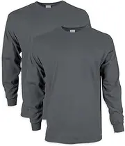 [PriceDumb] 2 Pack Mens Cotton Crew Neck Long Sleeve Blank Plain Basic T-Shirt Tee Top Bulk Classic Regular Fit