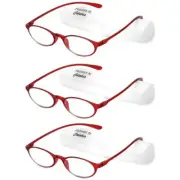 Calabria 719 Flexie Oval Reading Glasses +4.00 Red (3pack) Men/Women Bendable On
