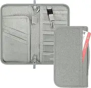 [FYY] Passport Holder Family Travel - Passport Wallet for Women and Men, Portable Travel Document Organizer for Credit Cards, Boarding Pass, ID Card, Cash, Tickets, Clutch Bag Travel Essentials Grey