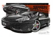 Euro Super Car FERRARI MODENA BLACK A2 FRAMED PRINT (UR035)