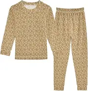 [Joisal] Hanukkah Menorah Dreidels Candles Stars Cotton Pajamas 2 Piece Pj Set Christmas Pjs for 18 Months, Hanukkah Swirled Geometric Line, 5 Years