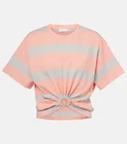 [Rabanne] Rabanne Striped cotton jersey T-shirt AU 14 orange
