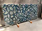 Blue Agate Geode Dining Table Top, Agate Table Top, Living Room Slab Top Decor