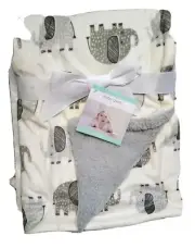 Baby Gear Baby Blanket Elephant Print Gray White New Soft Fleece Security NWT