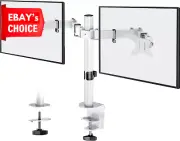 White Dual Monitor Arm Height Adjustable VESA Desk Mount 13-32" LCD Gaming Scree