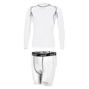 Mitre Neutron White Mens Size XL Base Layer Compression Sports Shorts/Top