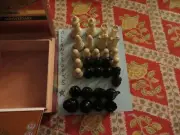 Vintage Allan Troy Chess set-Enameled Wood Tournament Set 3/4 BW #2