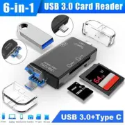 6-in-1 USB 3.0 Card Reader USB Type C TF SD OTG Memory Adapter Laptop Computer