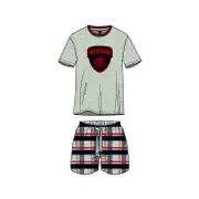 Mens Official AFL Melbourne Demons Size S-5XL Short Check Pyjamas PJS Set