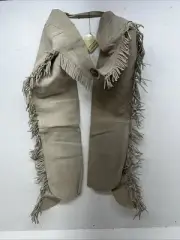 New Tan Equi-Grip Show Chaps With Fringe Adjustable Waist 42” L-32