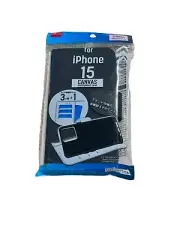 Wallet Card Holder Case for iPhone 15 Canvas Cover From Daiso