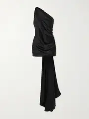 [TOVE] TOVE - Shiloh One-shoulder Open-back Draped Silk-satin Top - Black - FR 38 FR 38 Black