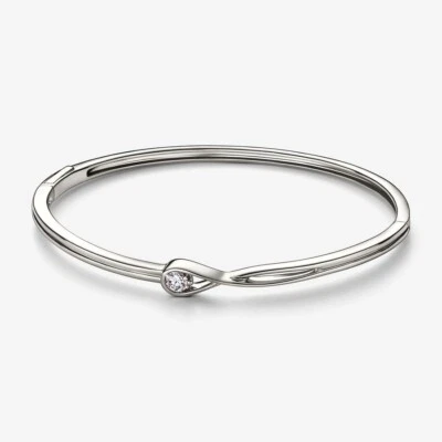 *BRAND NEW* Pandora Infinite 14k White Gold Lab-Grown Diamond Bangle 552184C01