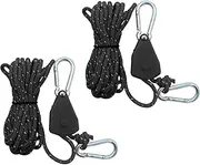 2Pcs Reflective Tent Guy Ropes,4m Tent Camping Cord with Pulley,4mm Cord Ratchet Rope Adjustable Heavy Duty Rope Hanger for Plant Grow Room Awning Outdoor Camping Gazebo Hiking Picnics (Black, 4)
