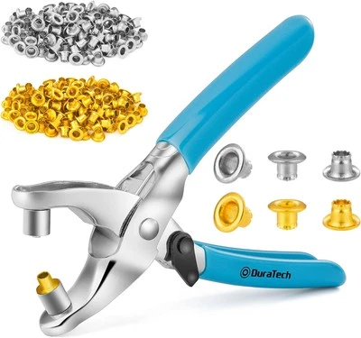 DURATECH Grommet Eyelet Pliers kit, with 500 Gold Gold, Silver