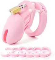 RZY Silicone Cock Cage Chastity Cage Chastity Device for Male Exercise (Pink)