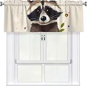 LHBWCVN Raccoon Valances for Windows, Rod Pocket Window Treatment Drapes Farmhouse Kitchen Curtains Short Blackout Window Curtains for Living Room Bedroom Decor 54x18 Inch