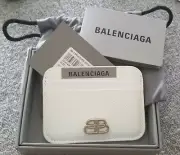 BALENCIAGA LEATHER Business Cardholder White BNIB W TAGS DUSTBAG UNISEX Wallet