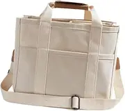 [LeeQinersw] Women Canvas Tote Bag Purse Ladies Shoulder Bag for Beach Travel Commuting