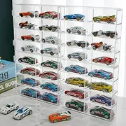 Hot 1/64 Scale Matchbox Wheels Toy Car Display Case Holds 32 Toy Cars Storage Organizer，Dustproof，Clear Matchbox Toy Car Display Box 6.5 X 7.5 X 1.6 inches 4pcs