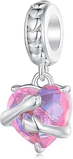 [Teleye] Embrace Pendant Charm 925 Sterling Silver Charm Fits For Pandora Bracelet Necklace, Cubic Zirconia, Created Cubic Zirconia