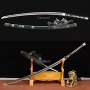 Handmade 1095 Steel Japanese Tachi Samurai Sword Full Tang Real Weapons Green.