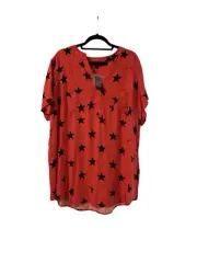 NWT Torrid Harper Rayon Star Print Pullover Short Sleeve Tunic Blouse Size 3X