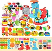 Uandhome 51 PCS 3 in 1 Dough Sets for Kids Ages 3-8, Art Crafts Dough Tools Kit, Ice Cream Playset Noodle Hamburger Maker Machine, Kitchen Creations Food Play Toys Toddlers Boys Girls