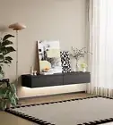 Madison Floating Black TV Unit with Storage - 160cm