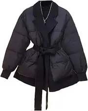 [Generic] Women's Winter Thickened Warm Clothes Winter Clothing Spliced Cotton-Padded Long Sleeves Jacket