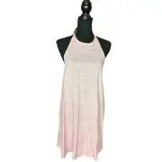Babydoll Halter Mini Dress Pastel Pink Calico Sundress MEDIUM Y2K Nordstrom NEW