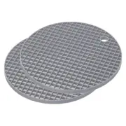 Silicone Trivet Mats 2pcs Round Drying Mat for Kitchen Counter Table Light Gray